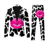 Completo Uomo con Stampa 3D per San Valentino, Giacca Leggera da Lavoro, Design Originale e Romantico/A