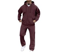 Completo Uomo Elegante, Zip con Cappuccio Forti Taglie Cordoncino Invernale Tasche Casa Tuta Completa, Invernali Elegante Urban Felpata Ginnastica Felpe con Zip E Pantalone Uomo, S