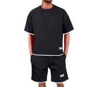 Completo Uomo Estivo Leggero Sportivo Completi Y2k e Maglietta Tuta Corte Estivi Abbigliamento (Black-B, XXXXXL)