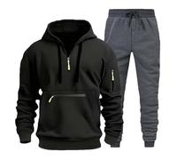 Completo Uomo - Set di Felpe con Cappuccio dal Design alla Moda Autunnale da Uomo Set di Felpe con Cappuccio e Pantaloni Casual Grigio Chiaro (Black XXXL)