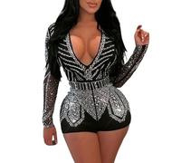 Completo Yoga Donna Estivo - Pagliaccetto In Rete Sexy Per Donne, Appuntamenti Serali In Discoteca, Tute Trasparenti Con Strass Tute Complete Ginnastica