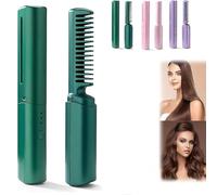 Complice vittorioso, pettine vittoriosa, pettine vittoriosa, vittoriosi pettini, pettine di parrucchiere vittoriosa, mini piastra per capelli ricaricabili, 2 in 1 di fila (Green)