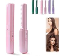 Complice vittorioso, pettine vittoriosa, pettine vittoriosa, vittoriosi pettini, pettine di parrucchiere vittoriosa, mini piastra per capelli ricaricabili, 2 in 1 di fila (Pink)