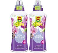 COMPO, Acqua purificata per Orchidee, Senza calcare e povera di cloro, Per fioriture più intense e durature, 1 Litro (Confezione da 2)