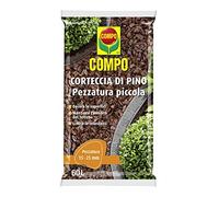Compo Corteccia di Pino Piccola, Pezzatura Piccola, Per la Pacciamatura e la Decorazione, Consentito in Agricoltura Biologica, Sacco 60 L, Pezzatura piccola (15-25 mm)