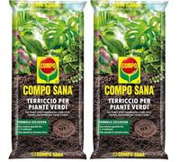 COMPO SANA Terriccio per Piante Verdi, Per Piante Verdi Ornamentali, Con Aggiunta di Argilla, Sacco 5 L (Confezione da 2)