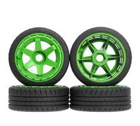 Componenti Auto RC Compatibile Con KM Per Rally WRC Citron Per MJX Per Hyper Go 7303 7304 1/7 1/8 RC Parti Di Automobili 4 Pezzi 110mm Pneumatici Fuoristrada Ruota 17mm Esagonale(Green)