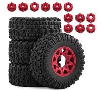 Componenti Auto RC Compatibile Con Traxxas Per Slash Per ARRMA Per SENTON Per HPI 1/10 RC Parti Di Automobili 4 Pezzi 109mm Pneumatico Per Camion A Breve Corso(Red)