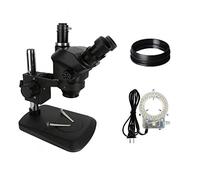 Componenti per microscopi da laboratorio 3.5X 7X 50X 100X Zoom continuo Simul Microscopio stereo trinoculare focale con 56 LED Ring Light for la riparazione di saldatura PCB del telefono(Set 4 black)