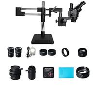 Componenti per microscopi da laboratorio 3.5X-90X Double Boom Zoom Simul Microscopio stereo trinoculare focale con fotocamera industriale USB da 38 MP for la riparazione PCB del telefono(Schwarz)