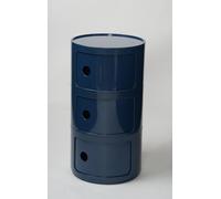 Componibili 3/4/2 Elementi Comodino Rotondo Camera da Letto Bagno | Mobile Contenitore Tavolino Mobiletto Portaoggetti con Anta Scorrevole per Camera da Letto(Blue,3 Tier)