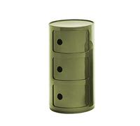 Componibili 3 contenitori, verde lucido, altezza 59 cm, diametro 32 cm