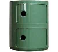 Componibili Bio, Mobile Contenitore 2/3/4 Elementi, Comodino Rotondo, Tavolino, Mobiletto Portaoggetti con Anta Scorrevole per Camera da Letto(Medieval Green,2 Tier)
