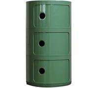 Componibili Bio, Mobile Contenitore 2/3/4 Elementi, Comodino Rotondo, Tavolino, Mobiletto Portaoggetti con Anta Scorrevole per Camera da Letto(Medieval Green,3 Tier)