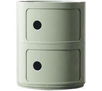 Componibili Bio, Mobile Contenitore 2/3/4 Elementi, Comodino Rotondo, Tavolino, Mobiletto Portaoggetti con Anta Scorrevole per Camera da Letto(Matcha Green,2 Tier)