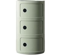 Componibili Bio, Mobile Contenitore 2/3/4 Elementi, Comodino Rotondo, Tavolino, Mobiletto Portaoggetti con Anta Scorrevole per Camera da Letto(Matcha Green,3 Tier)