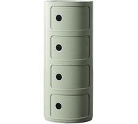 Componibili Bio, Mobile Contenitore 2/3/4 Elementi, Comodino Rotondo, Tavolino, Mobiletto Portaoggetti con Anta Scorrevole per Camera da Letto(Matcha Green,4 Tier)