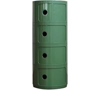 Componibili Bio, Mobile Contenitore 2/3/4 Elementi, Comodino Rotondo, Tavolino, Mobiletto Portaoggetti con Anta Scorrevole per Camera da Letto(Medieval Green,4 Tier)