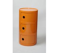 Componibili Comodino 3/2/4 Elementi Rotondo Camera da Letto Bagno | Mobile Contenitore Tavolino Mobiletto Portaoggetti con Anta Scorrevole per Camera da Letto(Orange,3 Tier)