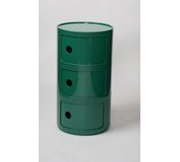 Componibili Comodino 3/2/4 Elementi Rotondo Camera da Letto Bagno | Mobile Contenitore Tavolino Mobiletto Portaoggetti con Anta Scorrevole per Camera da Letto(Medieval Green,3 Tier)