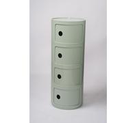 Componibili Comodino 3/2/4 Elementi Rotondo Camera da Letto Bagno | Mobile Contenitore Tavolino Mobiletto Portaoggetti con Anta Scorrevole per Camera da Letto(Green,4 Tier)