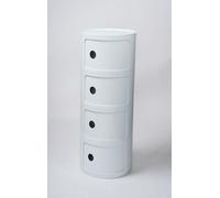 Componibili Comodino 3/2/4 Elementi Rotondo Camera da Letto Bagno | Mobile Contenitore Tavolino Mobiletto Portaoggetti con Anta Scorrevole per Camera da Letto(White,4 Tier)