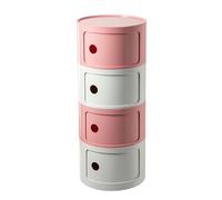 Componibili Comodino 3/2/4 Elementi Rotondo Camera da Letto Bagno | Mobile Contenitore Tavolino Mobiletto Portaoggetti con Anta Scorrevole per Camera da Letto(Pink b,4 Tier)