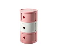 Componibili Comodino 3/2/4 Elementi Rotondo Camera da Letto Bagno | Mobile Contenitore Tavolino Mobiletto Portaoggetti con Anta Scorrevole per Camera da Letto(Pink b,3 Tier)