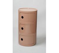 Componibili Comodino 3/2/4 Elementi Rotondo Camera da Letto Bagno | Mobile Contenitore Tavolino Mobiletto Portaoggetti con Anta Scorrevole per Camera da Letto(Dirty Pink,3 Tier)