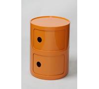 Componibili Comodino 3/2/4 Elementi Rotondo Camera da Letto Bagno | Mobile Contenitore Tavolino Mobiletto Portaoggetti con Anta Scorrevole per Camera da Letto(Orange,2 Tier)