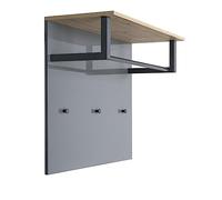 Composad | Appendiabiti da Muro della Linea GALAVERNA con 3 Ganci, Appendiabiti da Parete, Ingresso, (LxAxP) 82.3x69.5x35.1 cm, Grigio Titanio Laccato, Rovere Mielato, Made in Italy