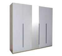 Composad | Armadio 5 Ante Battenti della Linea SPOSAMI con Anta a Specchio, Armadio Grande Guardaroba Camera, (LxAxP): 229,8x222,6x63,3 cm, Rovere Mielato e Grigio Cashmere Laccato