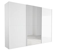 Composad | Armadio a 3 Ante Scorrevoli di cui una a Specchio della Linea SYSTEMA, Armadio Camera da Letto Grande e Moderno, (LxAxP) 304,2x222,6x67,1 cm, Colore Bianco Laccato, Made In Italy