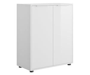 Composad | Armadio Basso Multiuso della Linea ESPRESSO, con 2 Ante e 1 Ripiano, Comò, Armadietto Ufficio, Archivio, (LxAxP) 72x86,9x35,3 cm, Colore Bianco Laccato, Made in Italy