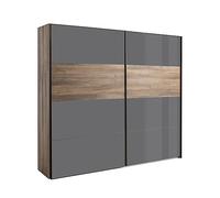 Composad | Armadio con 2 Ante Scorrevoli della Linea INFINITO, Armadio Moderno, Elegante, Camera da Letto, (LxAxP) 250x223x67 cm, Grigio Titanio Laccato e Noce Brera, Made in Italy