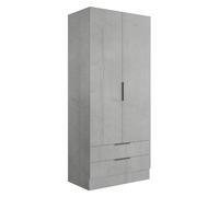 Composad | Armadio della Linea ESPRESSO con 2 Ante e 2 Cassetti, Armadio Contenitore, Salvaspazio, per Camera da letto, Lavanderia, (LxAxP) 81,9x184,4x46,3 cm, Colore Grigio Cemento, Made in Italy