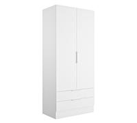 Composad | Armadio della Linea ESPRESSO con 2 Ante e 2 Cassetti, Armadio Contenitore, Salvaspazio, per Camera da letto, Lavanderia, (LxAxP) 81,9x184,4x46,3 cm, Colore Bianco, Made in Italy
