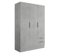 Composad | Armadio della Linea ESPRESSO con 3 Ante e 2 Cassetti, Armadio Contenitore, Salvaspazio, per Camera da letto, Lavanderia, (LxAxP) 119,3x184,4x46,3 cm, Colore Grigio Cemento, Made in Italy