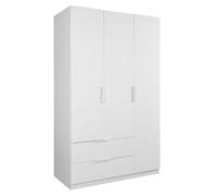 Composad | Armadio della Linea ESPRESSO con 3 Ante e 2 Cassetti Larghi, Armadio Contenitore, Salvaspazio, Camera da letto, Lavanderia, (LxAxP) 119,3x200x58,2 cm, Colore Bianco Laccato, Made in Italy