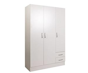 COMPOSAD | Armadio della Linea FACILE con 3 Ante e 2 Cassetti, Camera da Letto, Armadio con Ante, Dimensioni (LxAxP) 119,30x184,40x46,30 cm, Colore Bianco, Made in Italy