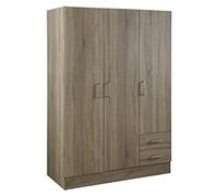 Composad | Armadio della Linea FACILE con 3 Ante e 2 Cassetti, Camera da Letto, Armadio con Ante, (LxAxP) 119,30x184,10x46,30 cm, Colore Rovere Sonoma, Made in Italy