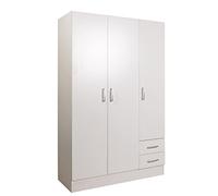 Composad | Armadio della Linea FACILE con 3 Ante e 2 Cassetti, Camera da Letto, Armadio con Ante, (LxAxP) 119,30x184,40x46,30 cm, Colore Bianco Made in Italy