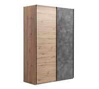 Composad | Armadio della Linea LAFABRICA, Armadio a 2 Ante Scorrevoli, Camera da Letto, (LxAxP) 150x223x67 cm, Colore Rovere Oak Mielato e Grigio Tadao, Made in Italy