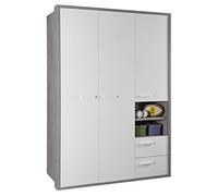 Composad | Armadio della Linea MIPIACE con 3 Ante 2 Cassetti e 1 Vano, per Cameretta, Armadio con Ante, (LxAxP) 152,60x216,60x63,40 cm, Colore Cemento e Bianco Laccato, Made in Italy