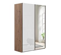 Composad | Armadio della Linea Systema, Armadio a 2 Ante Scorrevoli, Armadio Ante a Specchio, (LxAxP) 150x223x67 cm, Colore Rovere Oak Mielato e Bianco Laccato, Made in Italy