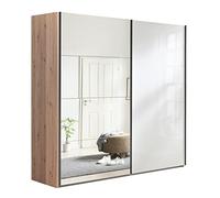 Composad | Armadio della Linea SYSTEMA, Armadio a 2 Ante Scorrevoli, Armadio Ante a Specchio, (LxAxP) 250x223x67 cm, Colore Rovere Oak Mielato e Bianco laccato, Made in Italy