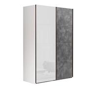 Composad | Armadio della Linea Systema, Armadio a 2 Ante Scorrevoli, Camera da Letto, (LxAxP) 150x223x67 cm, Colore Bianco e Grigio Tadao, Made in Italy