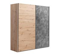 Composad | Armadio della Linea SYSTEMA, Armadio a 2 Ante Scorrevoli, Camera da Letto, (LxAxP) 200x223x67 cm, Colore Rovere Oak Mielato e Grigio Tadao, Made in Italy