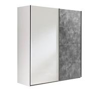 Composad | Armadio della Linea SYSTEMA, Armadio a 2 Ante Scorrevoli, Camera da Letto, (LxAxP) 200x223x67 cm, Colore Bianco e Grigio Tadao, Made in Italy