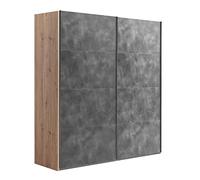 Composad | Armadio della Linea SYSTEMA, Armadio a 2 Ante Scorrevoli, Camera da Letto, (LxAxP) 200x223x67 cm, Colore Rovere oak Mielato e Grigio Tadao, Made in Italy